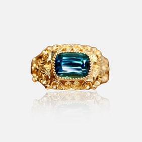 CGRL 18K gold inlaid natural tourmaline ring