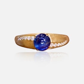 CGRL 18K gold diamond inlaid natural sapphire ring