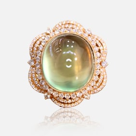 CGRL 18K gold diamond ring with natural gemstone