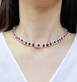 CGRL 18K gold diamond necklace with natural ruby