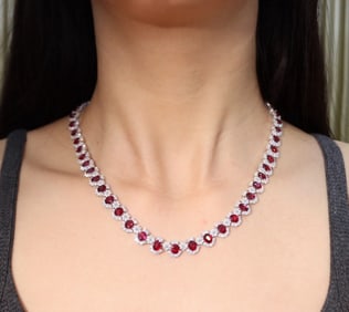CGRL 18K gold diamond necklace with natural ruby