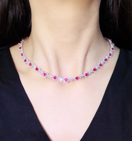 CGRL 18K gold diamond necklace with natural ruby