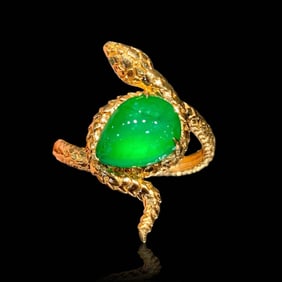 GUILD 18K gold inlaid natural emerald ring