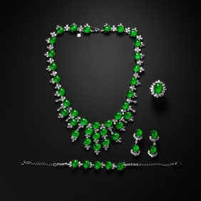 18K gold diamond natural jewelry set