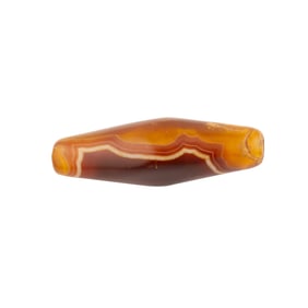 ANTIQUE BANDED AGATE BARREL BEAD RARE COLLECTIBLE