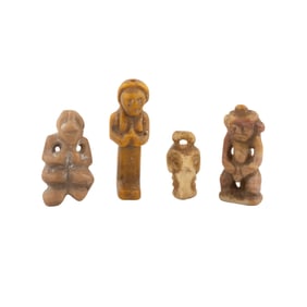 LOT OF BACTRIAN ROMAN GREEK CARVED STONE HUMAN FIGURINES PENDANT