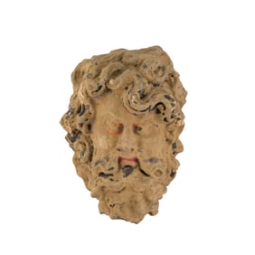 ANTIQUE INDO GREEK TERRACOTTA CLAY BEARDED MAN HEAD SCULPTURE