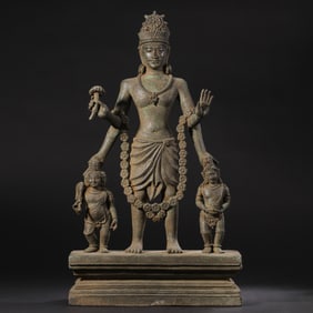11TH-13TH CENTURY BRONZE STATUE OF A STANDING BODHISATTVA