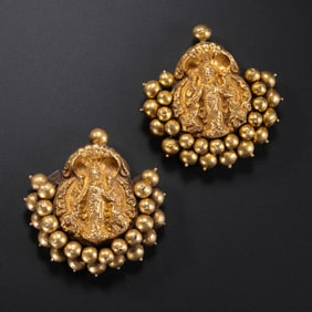 A GROUP OF PURE GOLD HAT ORNAMENTS FROM WESTERN ASIA, 7TH CENTURY AD OR LATER