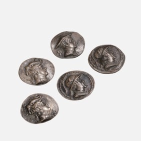 A SET OF KUSHAN SILVER COINS