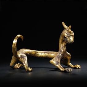 CHINESE HAN DYNASTY GILDED BRONZE DRAGON