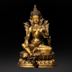 GILDED BRONZE STATUE OF TARA, QING DYNASTY, CHINA