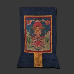 17TH CENTURY TIBETAN OR CENTRAL PLAINS SILK THANGKA