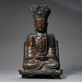 GILDED BRONZE STATUE OF GUANYIN FROM THE MING DYNASTY, CHINA