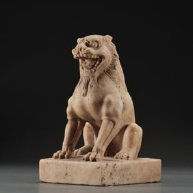 CHINESE TANG DYNASTY WHITE MARBLE LION