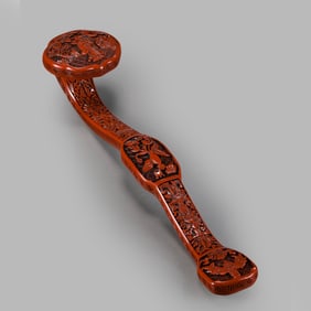 CHINESE QING DYNASTY CARVED RED RUYI ORNAMENT