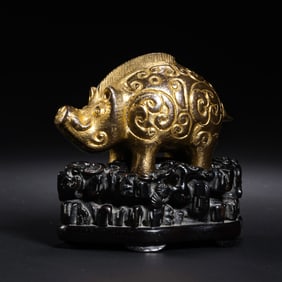 GILT-BRONZE BEAST FROM THE MING DYNASTY, CHINA