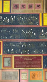 WU ZONGYUAN(980-1050)A HANDSCROLL PAINTING OF BUDDHIST FIGURES, INK AND COLOR ON PAPER.