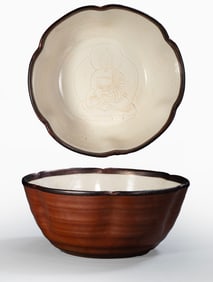 CHINESE NORTHERN SONG DYNASTY DING KILN RED GLAZE FLOWER-MOUTHED BOWL