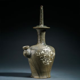KOREAN GORYEO CELADON BLACK AND WHITE INLAID VASE