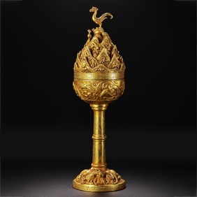 CHINESE HAN DYNASTY PURE GOLD INCENSE BURNER