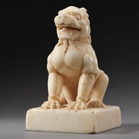 WHITE MARBLE LION FROM THE TANG DYNASTY, CHINA
