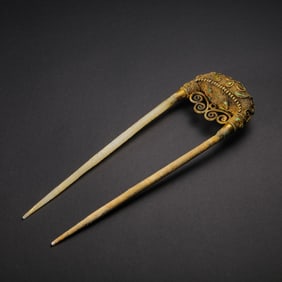 CHINESE TANG DYNASTY PURE GOLD HAIRPIN