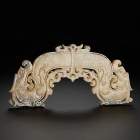 CHINESE HAN DYNASTY DOUBLE DRAGON JADE HUANG