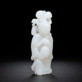 CHINESE QING DYNASTY HETIAN WHITE JADE BOY