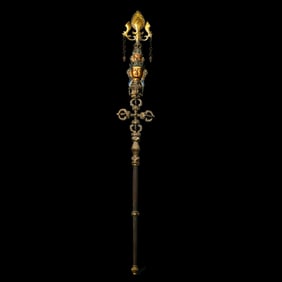 CHINESE MING DYNASTY GILDED BRONZE RITUAL INSTRUMENT