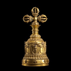 CHINESE MING DYNASTY GILDED BRONZE BUDDHIST INSTRUMENT