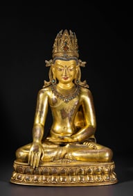 GILDED BRONZE STATUE OF BUDDHA, QING DYNASTY, CHINA