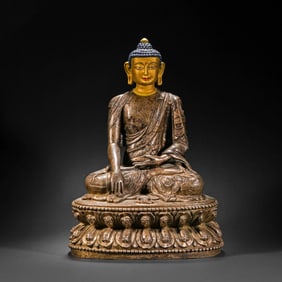 CHINESE MING DYNASTY ALLOY BRONZE SEATED BUDDHA
