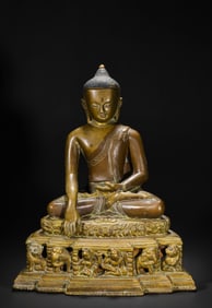 CHINESE MING DYNASTY ALLOY BRONZE SEATED BUDDHA