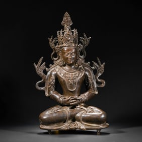 CHINESE MING DYNASTY ALLOY BRONZE SEATED BUDDHA