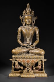CHINESE MING DYNASTY ALLOY BRONZE SEATED BUDDHA