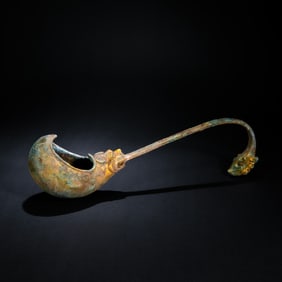 CHINESE HAN DYNASTY GILDED BRONZE SPOON