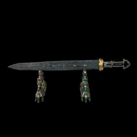 CHINESE WARRING STATES PERIOD GOLD AND SILVER SWORD