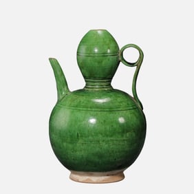 GREEN-GLAZED GOURD-SHAPED POT FROM THE LIAO DYNASTY, CHINA