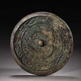 CHINESE TANG DYNASTY PISCES BRONZE MIRROR