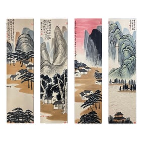 QIBAISHI(1864-1957)FOUR INK PAINTINGS ON PAPER, EACH MOUNTED AS A HANGING SCROLL.