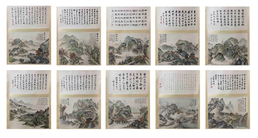 WU HUFAN(1894-1968)TEN INK PAINTINGS ON PAPER, EACH MOUNTED AS A HANGING SCROLL