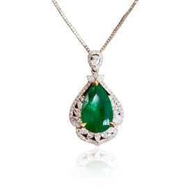 CGRL 18KGOLD DIAMOND AND EMERALD NECKLACE