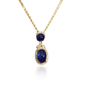 CGRL 18KGOLD DIAMOND AND SAPPHIRE NECKLACE