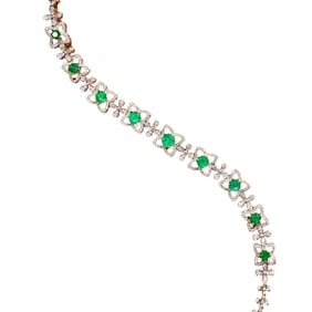 CGRL 18KGOLD DIAMOND AND EMERALD GEMSTONE BRACELET
