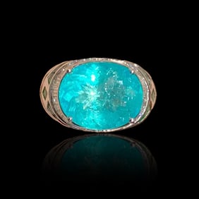 18KGOLD AND DIAMOND RING WITH PARAIBA GEMSTONES