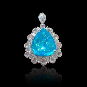 18KGOLD AND DIAMOND INLAID PARAIBA RING/PENDANT