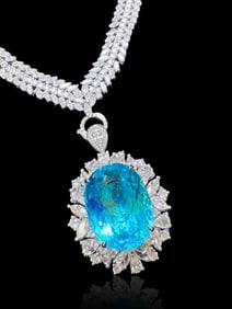 18KGOLD AND DIAMOND INLAID PARAIBA RING/PENDANT