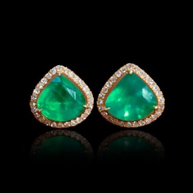 CGRL 18KGOLD DIAMOND AND EMERALD EARRINGS