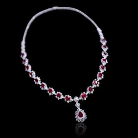 CGRL 18KGOLD DIAMOND AND RUBY NECKLACE